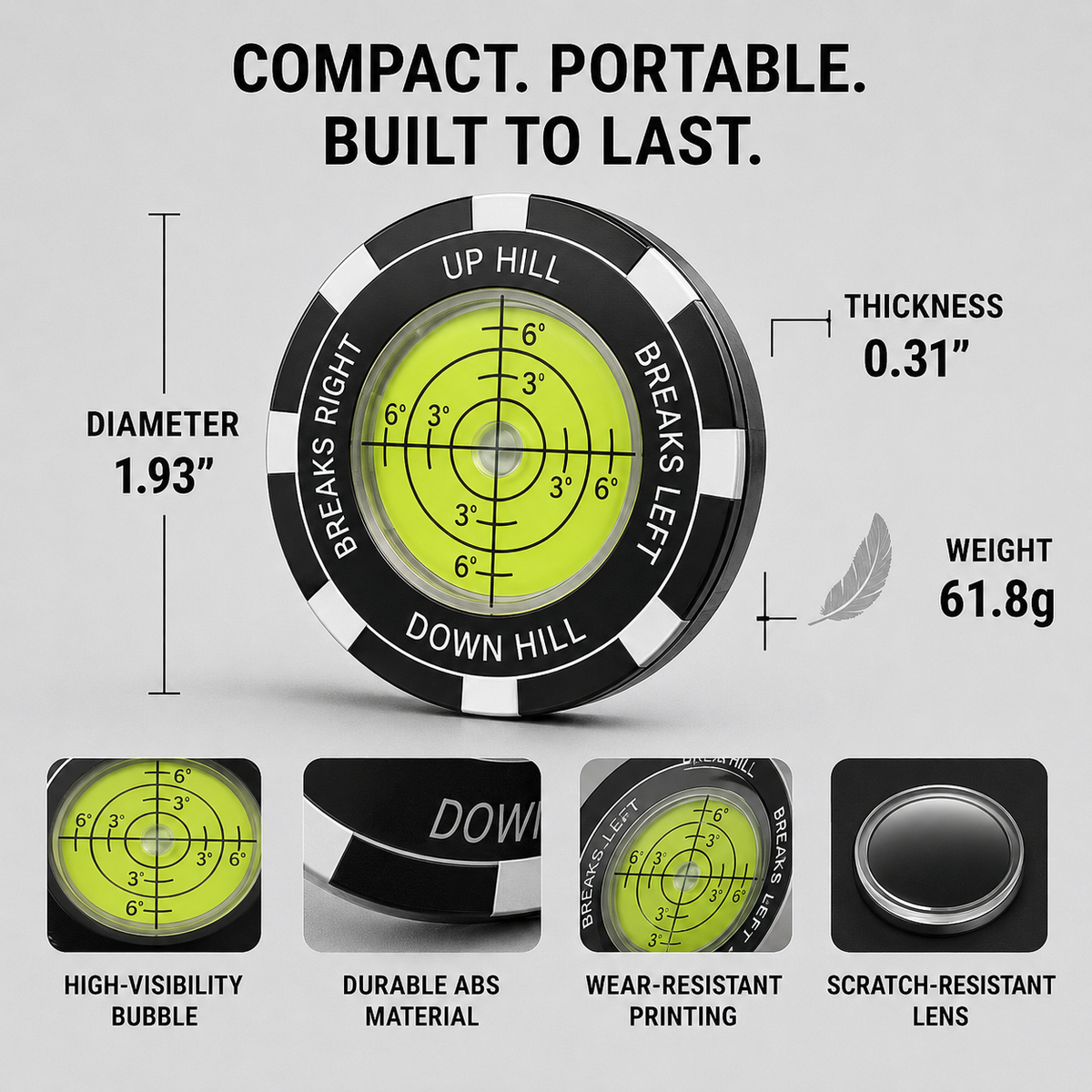 High-Precision Golf Green Reader – Portable Putting Slope Level Training Tool