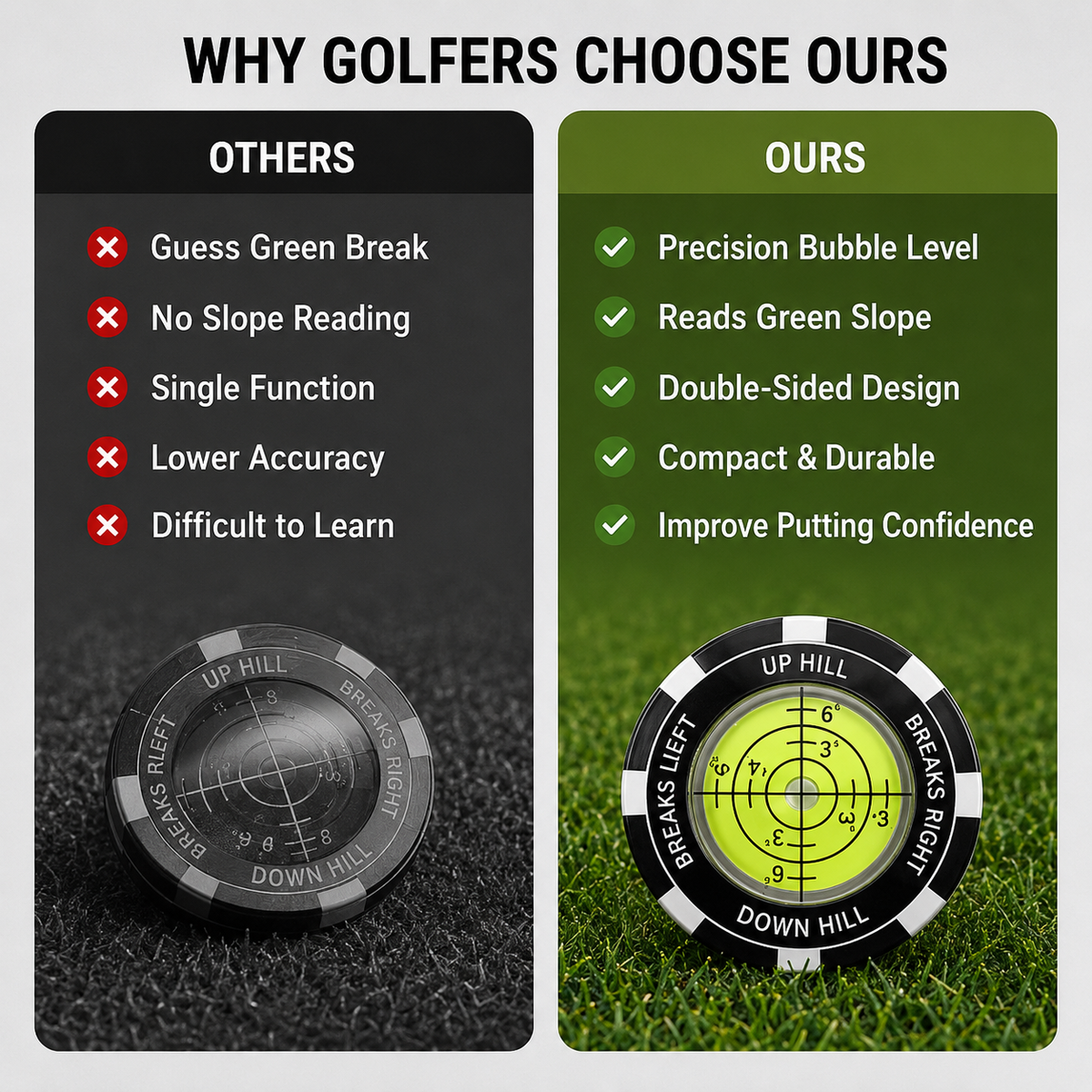 High-Precision Golf Green Reader – Portable Putting Slope Level Training Tool