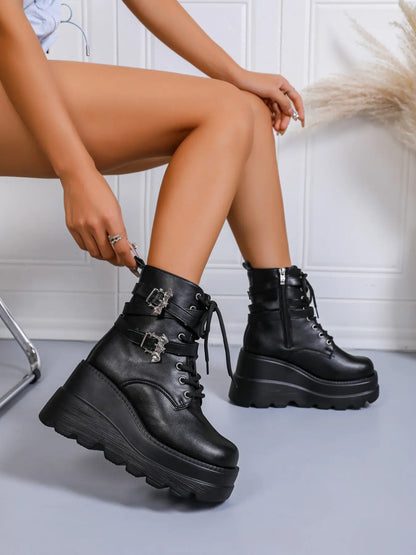 Women's Boots – Chunky Sole, Zip, Lightweight