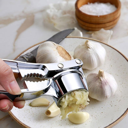 Stainless Steel Garlic Press, Heavy Duty Manual Garlic Crusher Tool