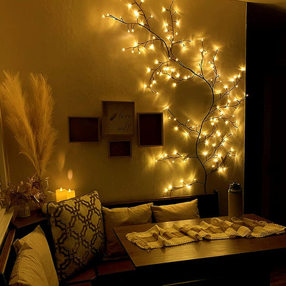 8FT Indoor Easter Vine String Lights – 96 Warm White LEDs, Plug-In Powered – Willow Branch Design for Indoor Easter Décor