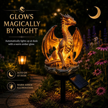 Dragon Lover's Gift Solar LED Dragon Statue – Waterproof Garden & Patio Ornament