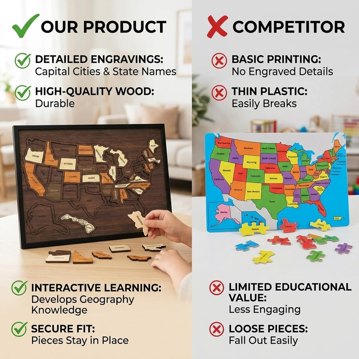 Limited 49% off - USA Wooden Travel Map Puzzle for Adventure Lovers