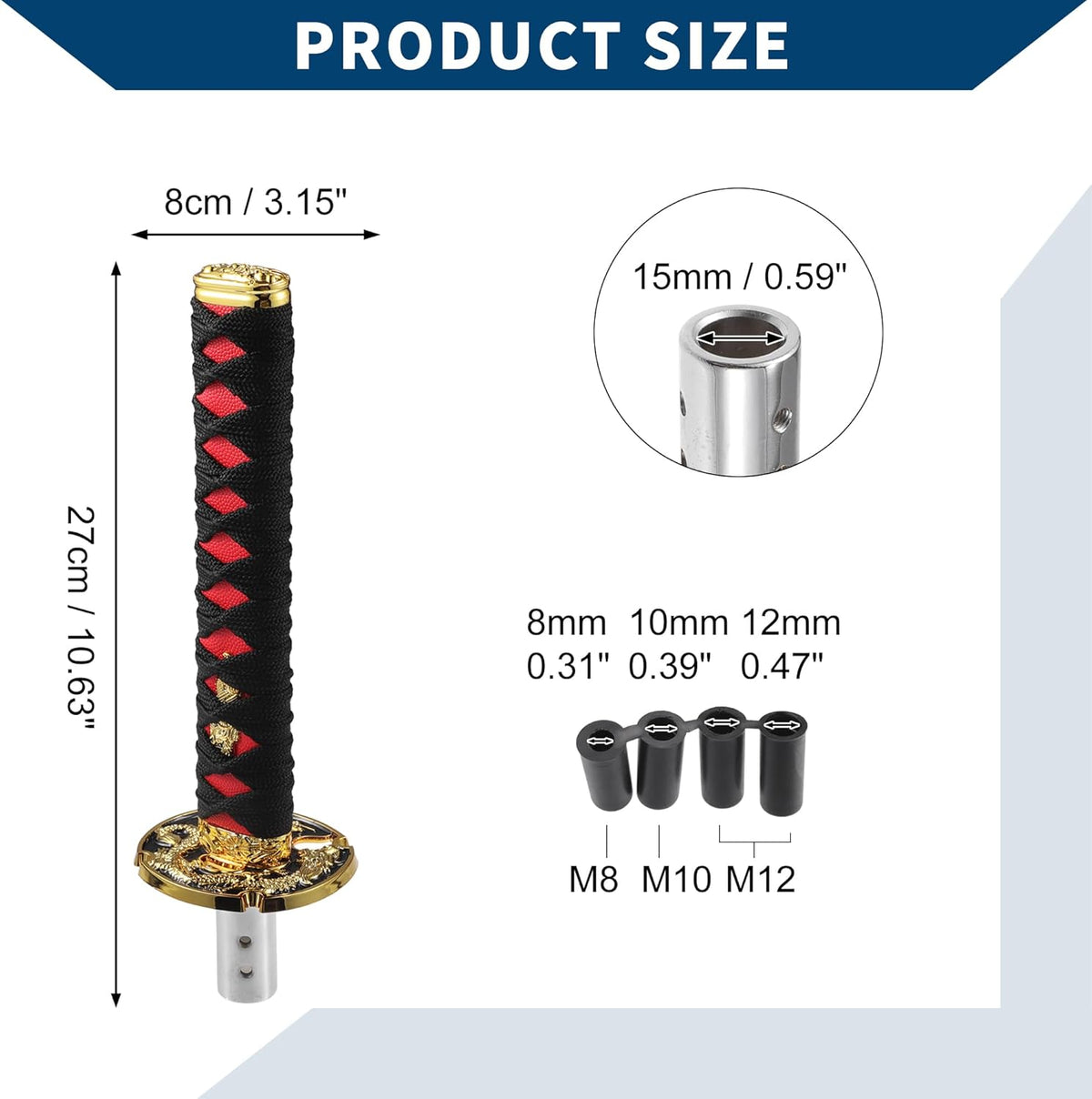Long Iron Gear Shift Knob with 4 Adapters