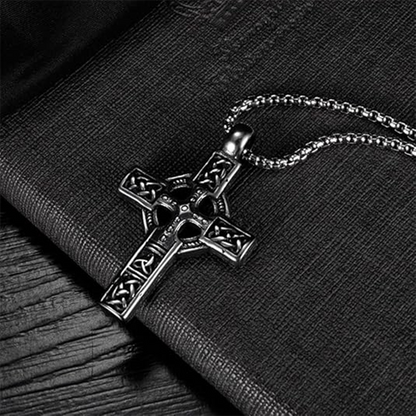 The Warrior's Cross Antique Silver Celtic Knot Pendant
