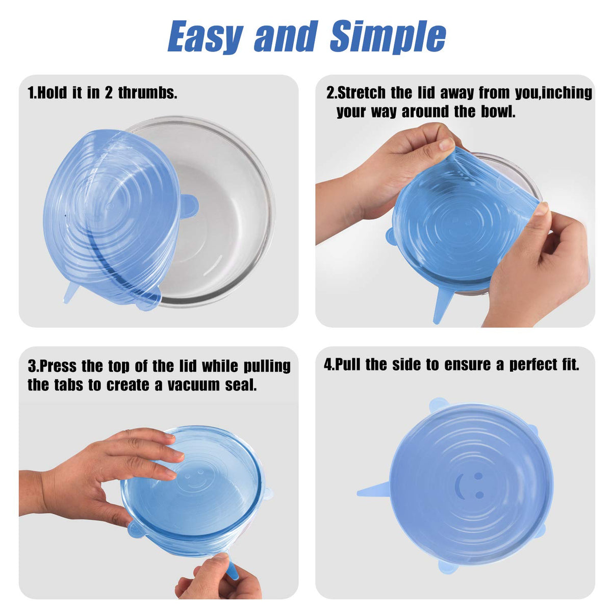 Universal Reusable Silicone Lids – 6 PCS Pack