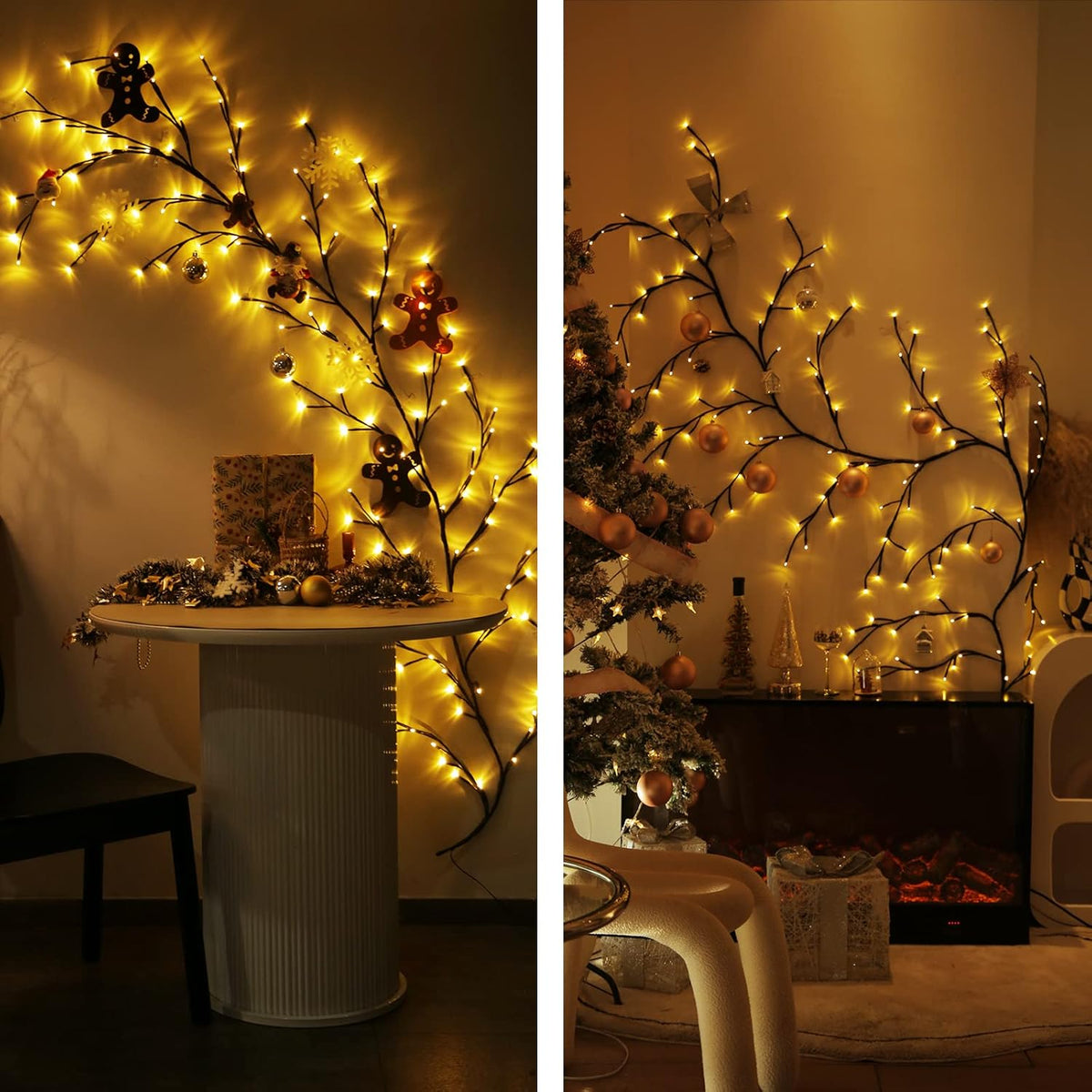 8FT Indoor Easter Vine String Lights – 96 Warm White LEDs, Plug-In Powered – Willow Branch Design for Indoor Easter Décor