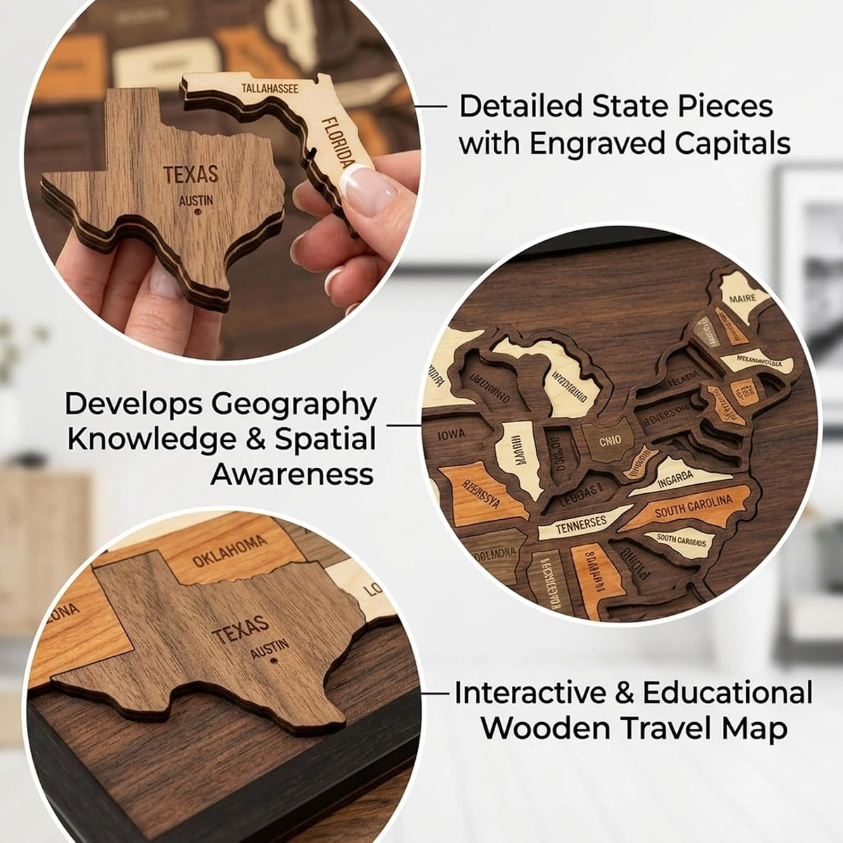 Limited 49% off - USA Wooden Travel Map Puzzle for Adventure Lovers