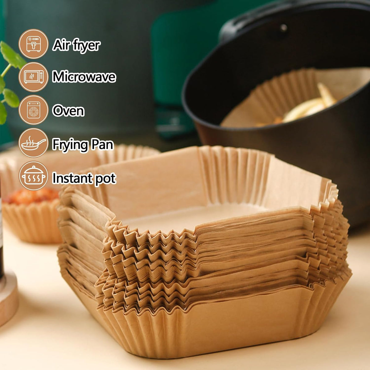 100Pcs Parchment Paper,Air Fryer Paper Liners, Air Fryer Liners Disposable for Microwave