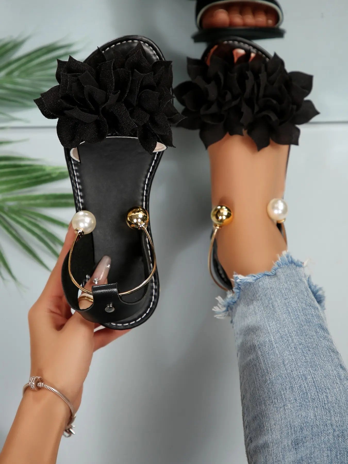 Women's Boho Pearl Sandals – Open Toe