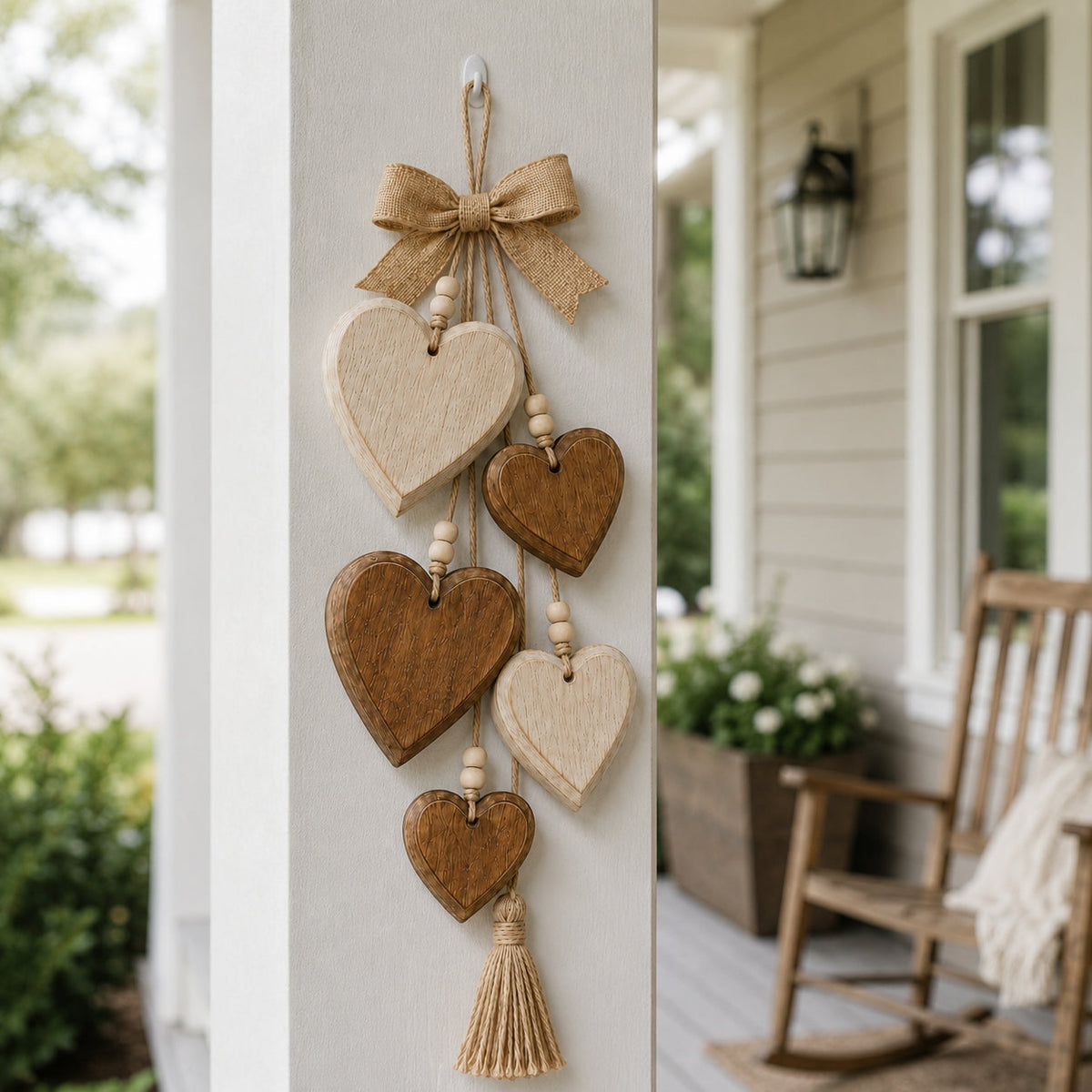 Rustic Heart & Wildflower Wall Hanging – Solid Wood Farmhouse Décor