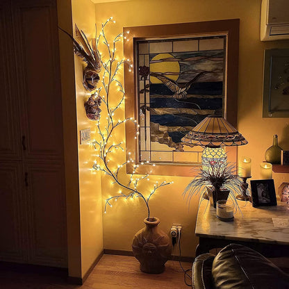 8FT Indoor Easter Vine String Lights – 96 Warm White LEDs, Plug-In Powered – Willow Branch Design for Indoor Easter Décor