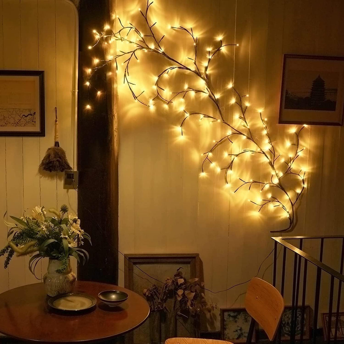 8FT Indoor Easter Vine String Lights – 96 Warm White LEDs, Plug-In Powered – Willow Branch Design for Indoor Easter Décor