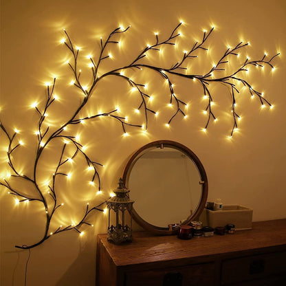 8FT Indoor Easter Vine String Lights – 96 Warm White LEDs, Plug-In Powered – Willow Branch Design for Indoor Easter Décor