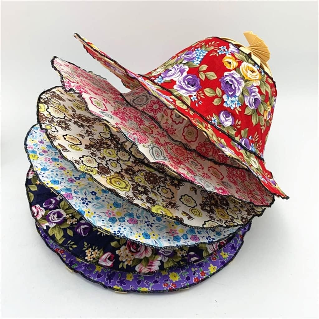 Foldable Bamboo Sun Hat UPF50+ Wide Brim Floral Outdoor Fishing Garden UV Protection Hat