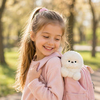 Cute AI shy Emotional companionship robot doll bag charm plush toy-It can sing, turn its head, and learn to speak