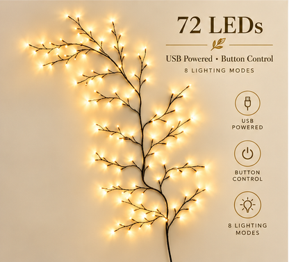 Flexible LED Branch Lights | Remote-Controlled Holiday Wall Decor