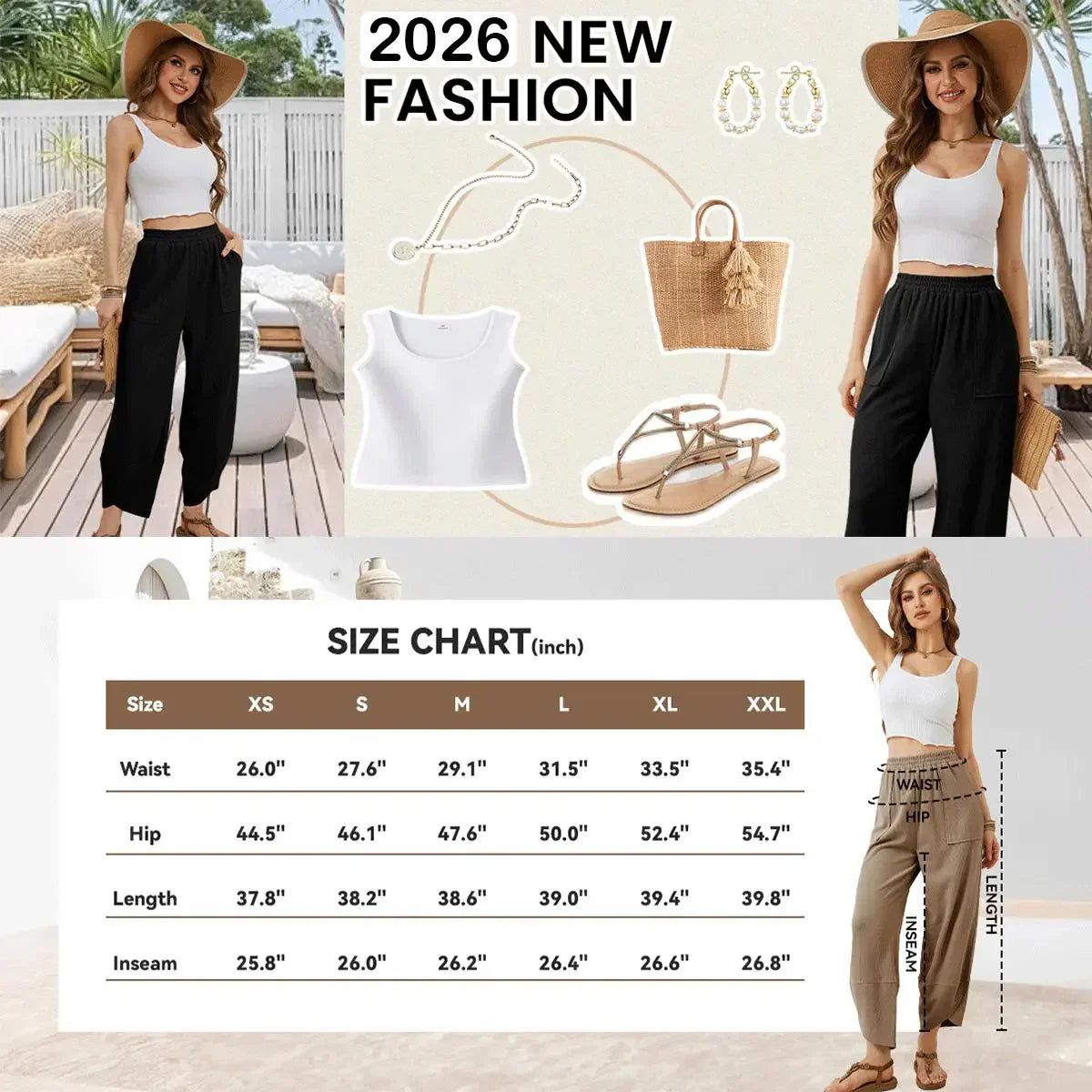 Baggy Pants - Relaxed Fit Wide-Leg Casual Pants