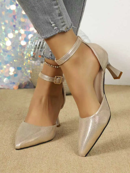 Women's Faux Leather Sandals – Pointed Toe, Stiletto Heel, High Heel