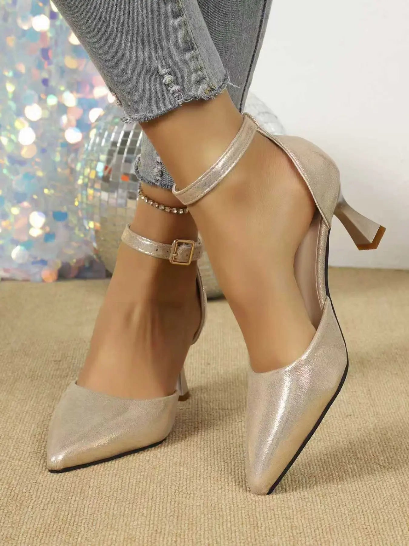 Women's Faux Leather Sandals – Pointed Toe, Stiletto Heel, High Heel
