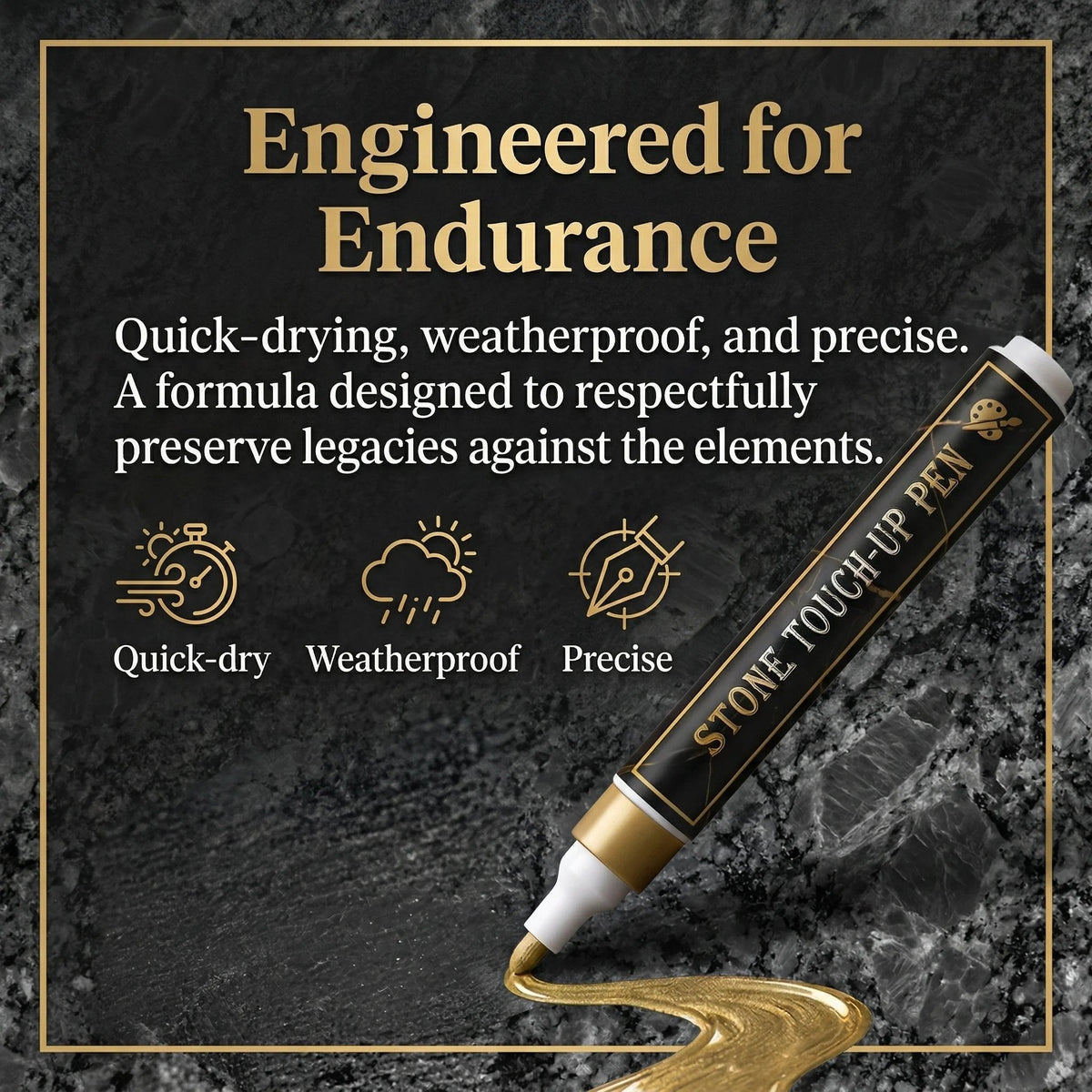 Golden Tombstone Marker Pen for Restoring Faded Grave Inscriptions