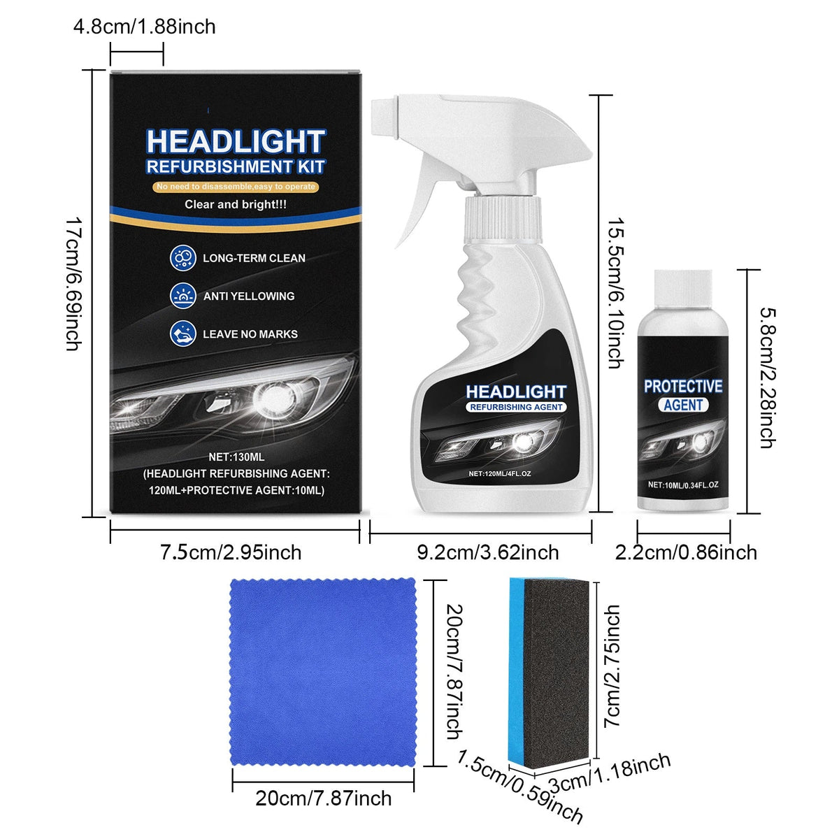 60K+ SOLD!Automotive Headlamp Restoration Fluid, blurring enhanced crystalline coating refurbisher