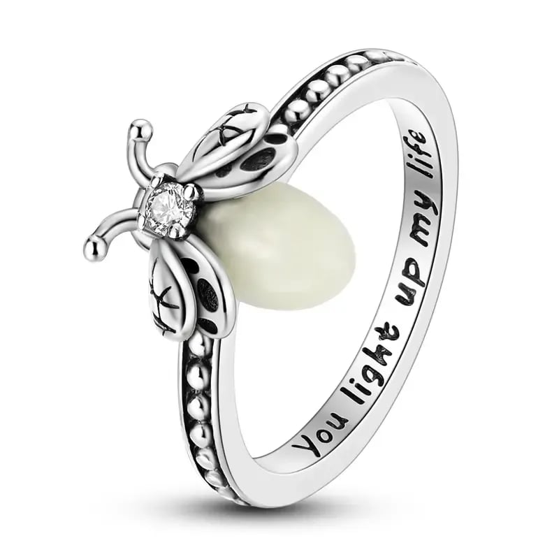 Firefly Glow Ring S925 Silver – Luminous Nature-Inspired Zircon Ring for Women | Cute Night Glow Jewelry Gift for Her