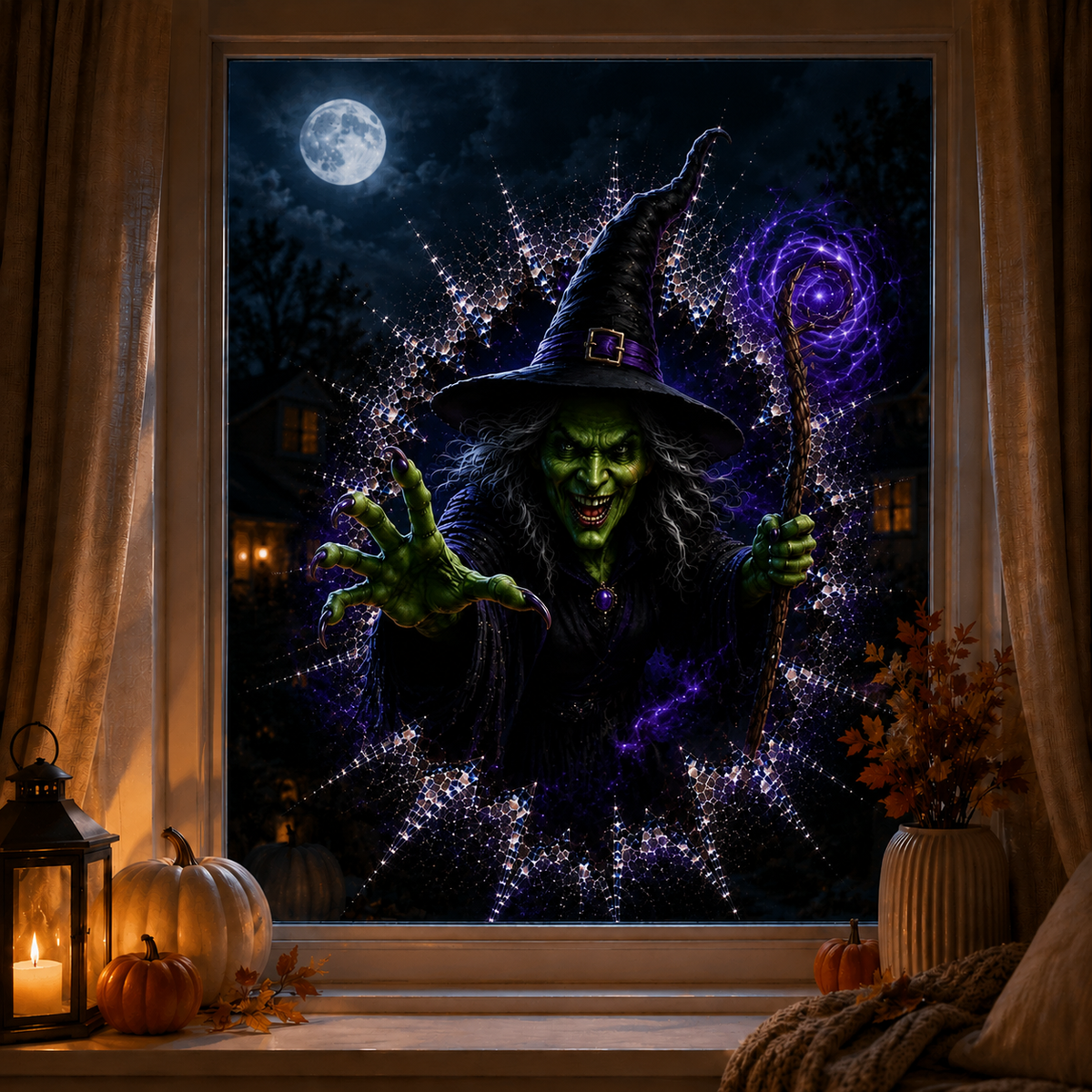 2026 Halloween Window Decals – 3D Crack Glass Spooky Decorations for a Haunted Halloween Scene