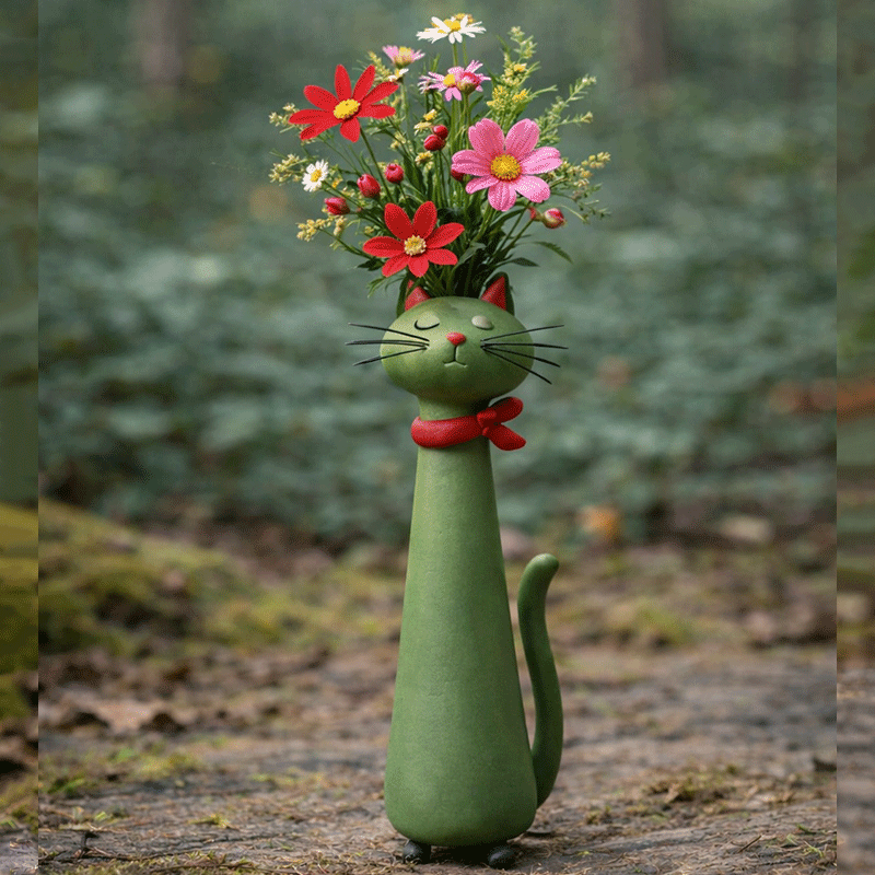 Limited 50%! Quirky Handmade Cat‑Shaped Resin Vase