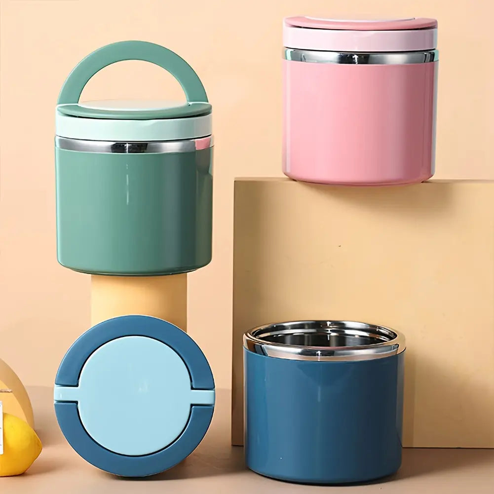 Stainless Steel Bento Style Boxed Lunch Box with Handle