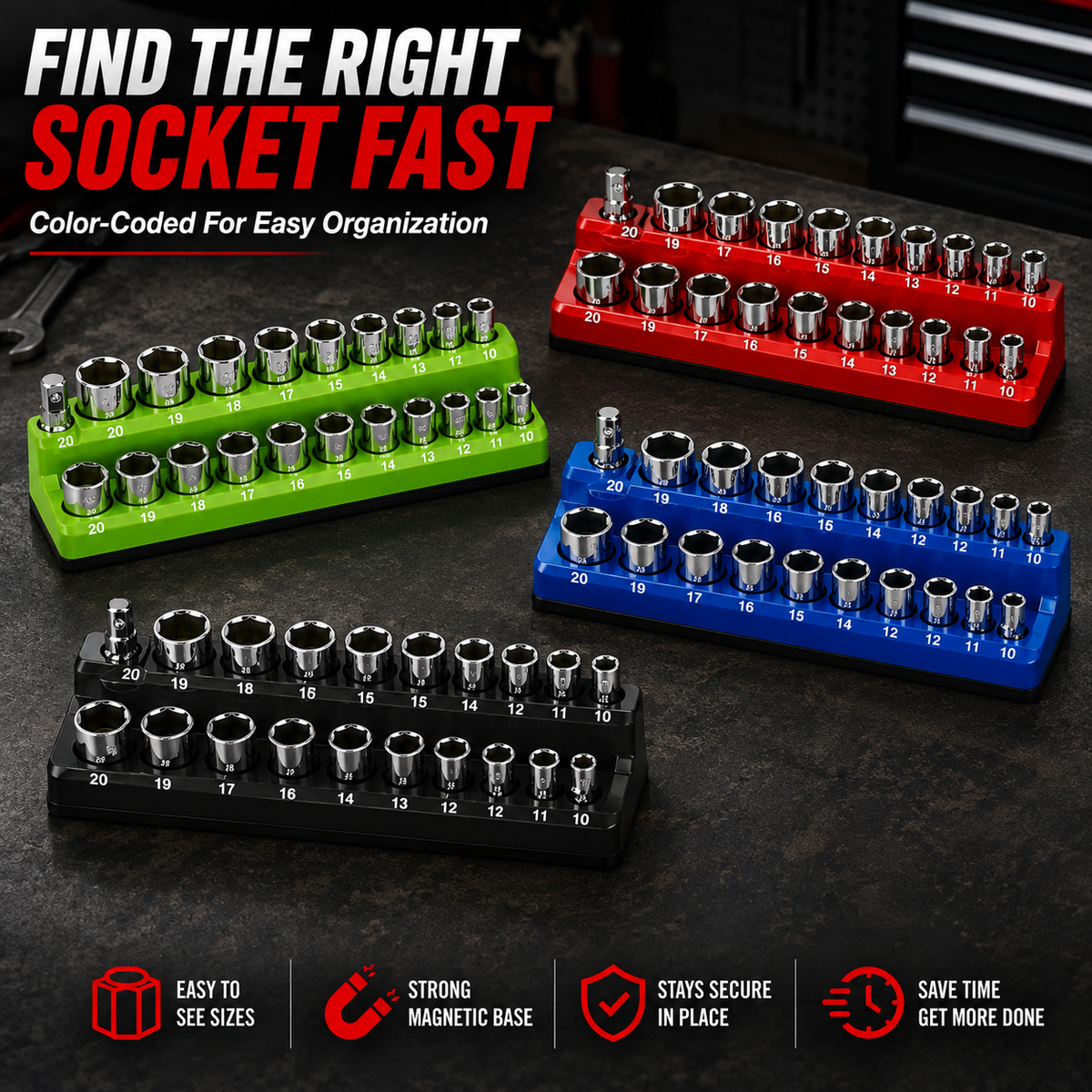 Magnetic Socket Organizer-Find Every Socket Instantly