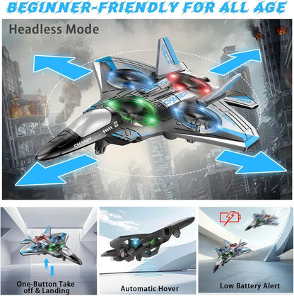 2.4G Remote Control Stunt Fighter Plane, Beginner Friendly RC Drone Aircraft With Headless Mode