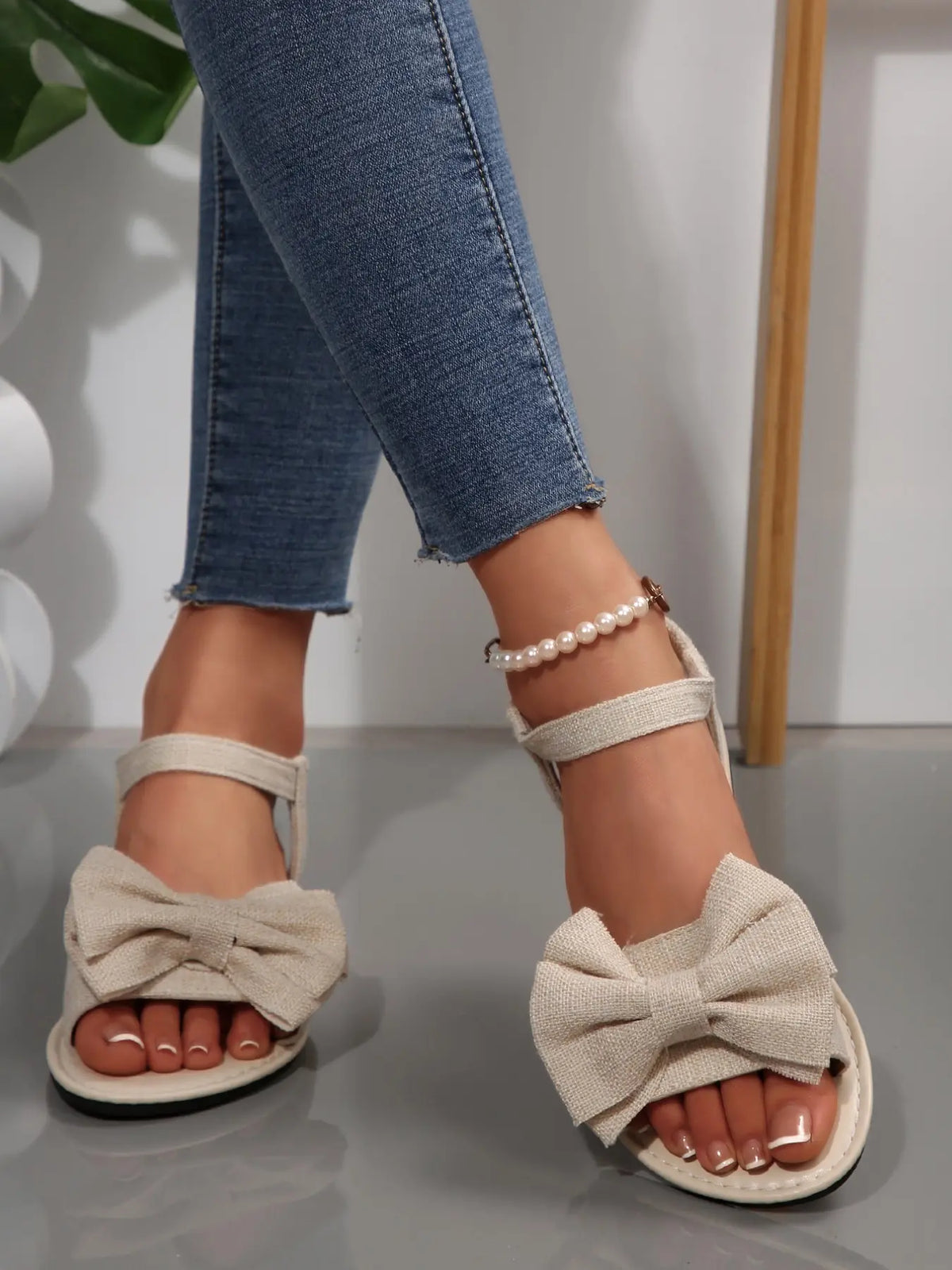 Women's Boho Sandals – Open Toe, Bow