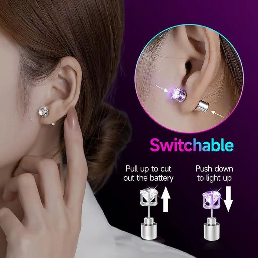 Light-Up LED Stud Earrings – Dazzling Glow for Parties & Festivals