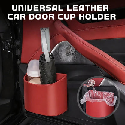 2026 HOT SALE50K+ SOLD! 49% OFF! Leather Car Door Cup Holder – Wide‐mouth opening, easy reach for drinks & phone. Clip‐on secure fit. PU leather, tough & stylish.