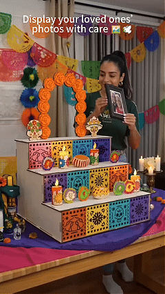 Last Day 49% OFF - Day of the Dead Wooden Altar Display Set | Death is not the end of life, forgetting is(Buy 2 Free Shipping)