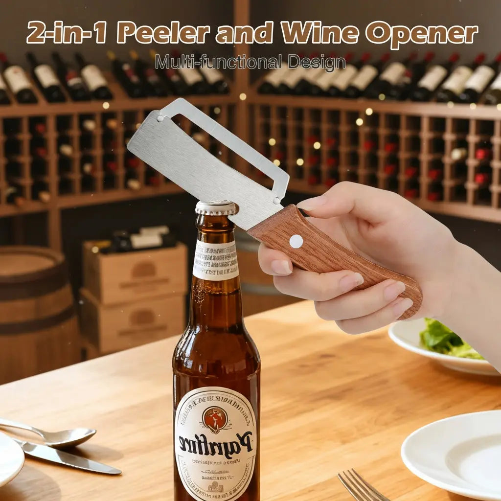 Wooden-Handled Stainless Steel Sharp Peeler