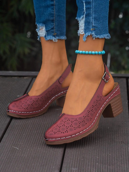 Women's Wedge Sandals – Cut-Out, High Heel