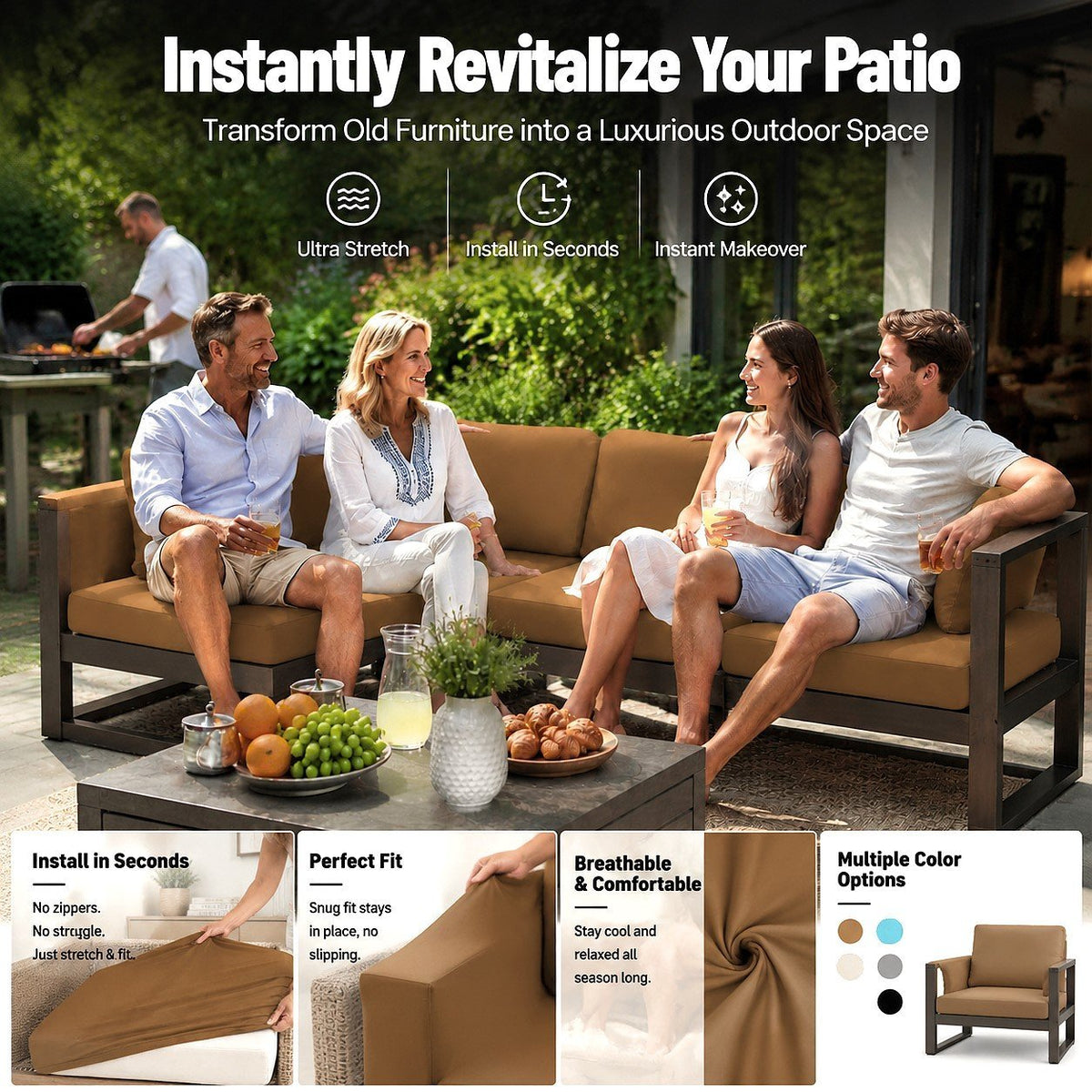 Stretch Sofa Cushion Covers — Only $9.99 Per Cover