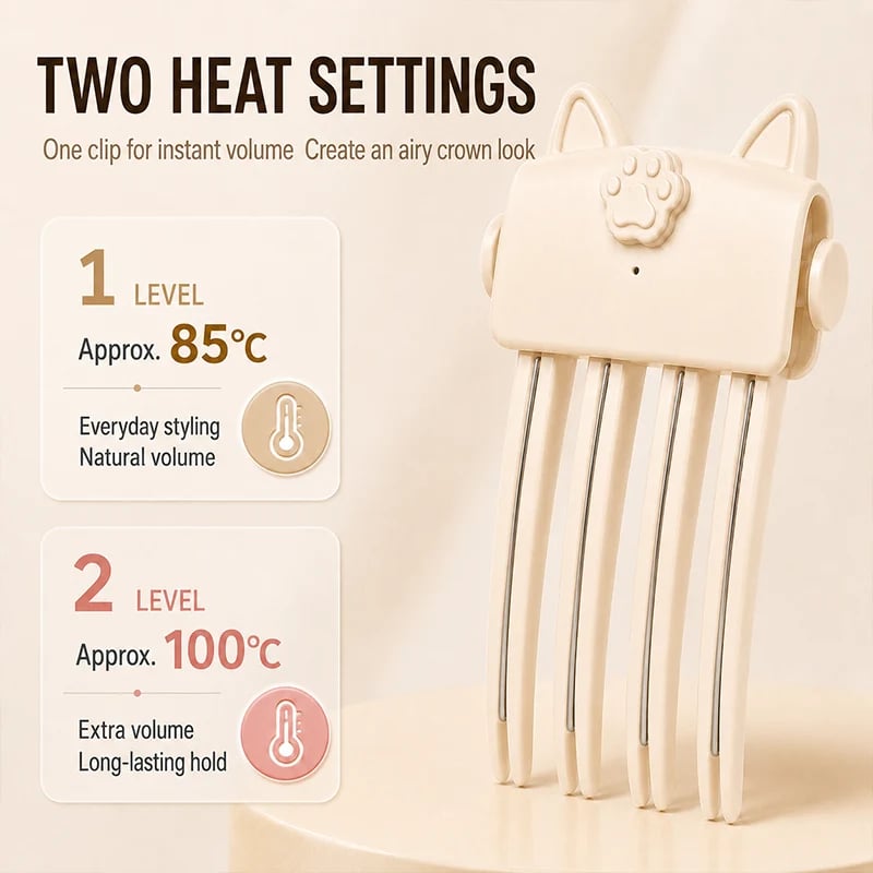 Last Day 49% OFF Wireless Heated Volumizing Root Lift Clip, Portable Travel Hair Styling Tool for Flat Fine Hair
