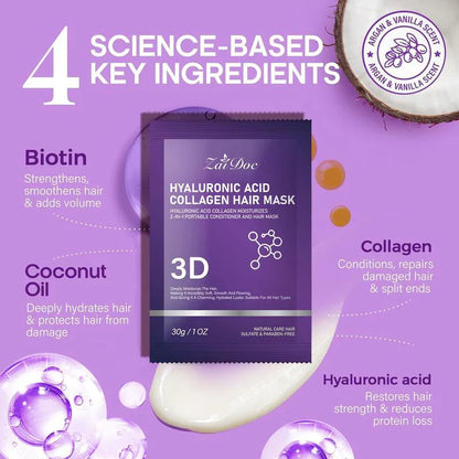5 PCS-3D Hyaluronic Acid & Collagen Hair Mask 30g