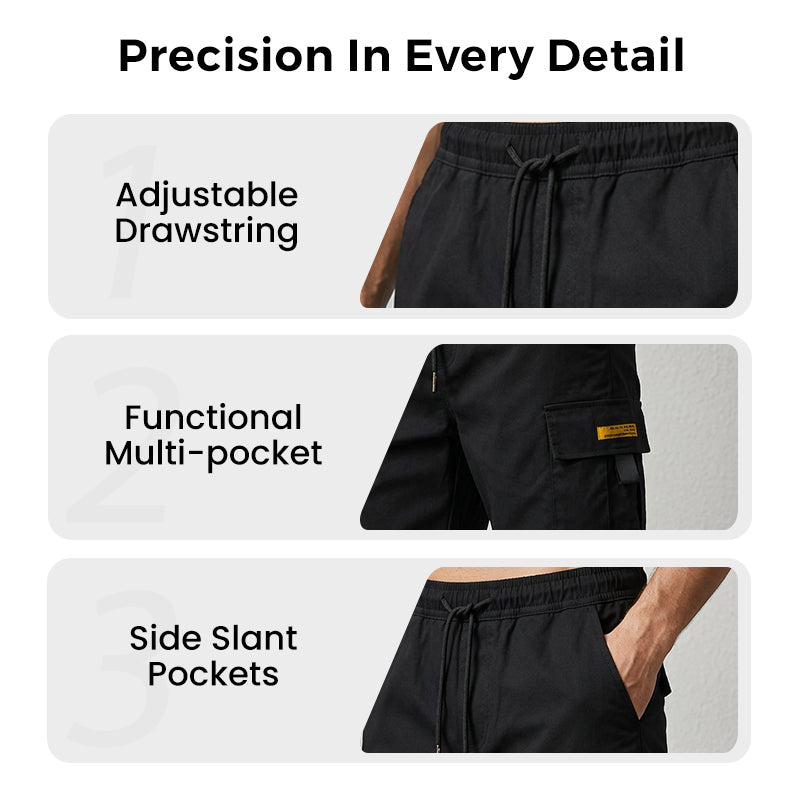 Men's Casual Cargo Shorts – Elastic Drawstring Waist & Utility Pockets
