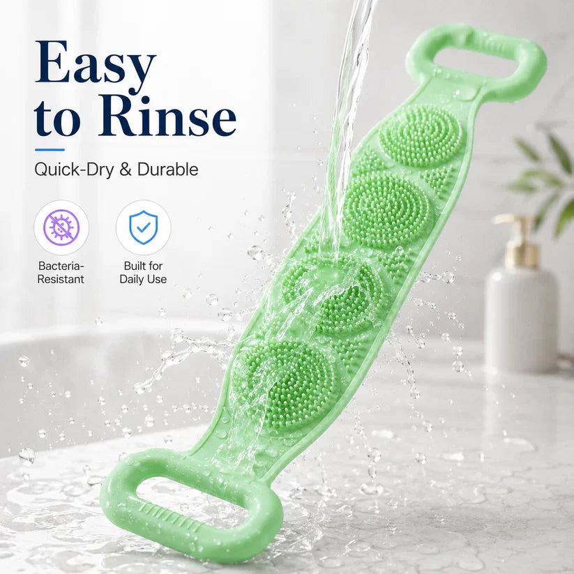 Double-Sided Silicone Back Scrubber – Long Exfoliating Bath Brush