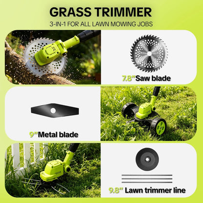 3-in-1 Cordless Weed Trimmer & Lawn Mower