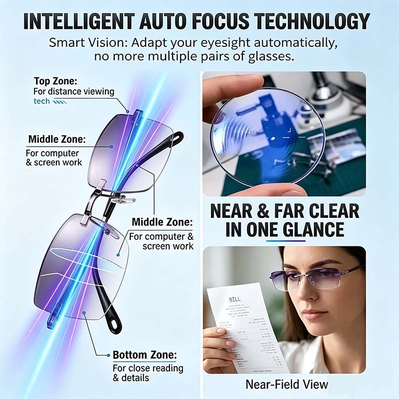 Smart Zoom Diamond-Cut Reading Glasses