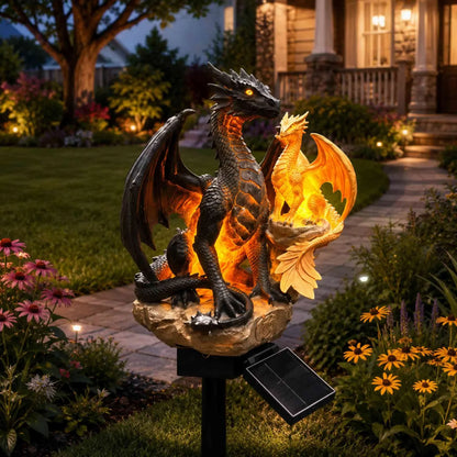 Dragon Lover's Gift Solar LED Dragon Statue – Waterproof Garden & Patio Ornament