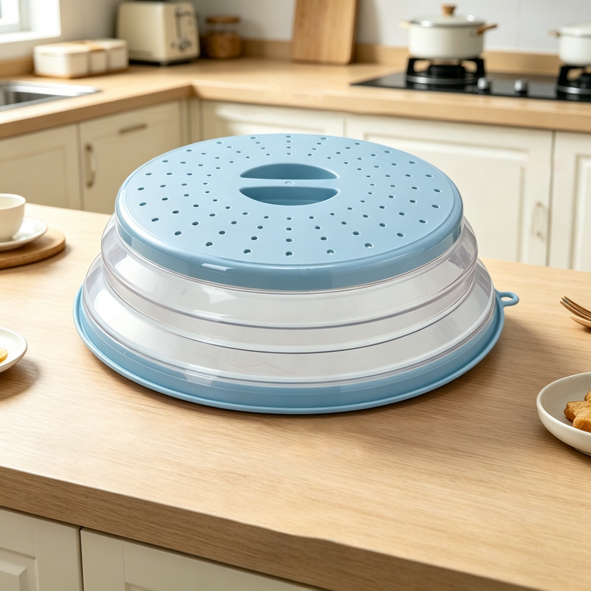 Multifunctional Collapsible Silicone Food Cover — Oil-Resistant & Splash-Proof