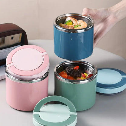 Stainless Steel Bento Style Boxed Lunch Box with Handle