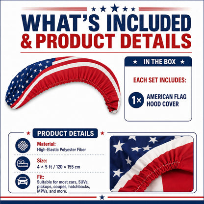 Universal American Hood Flag Cover - Fits Most Cars, SUVs & Pickups