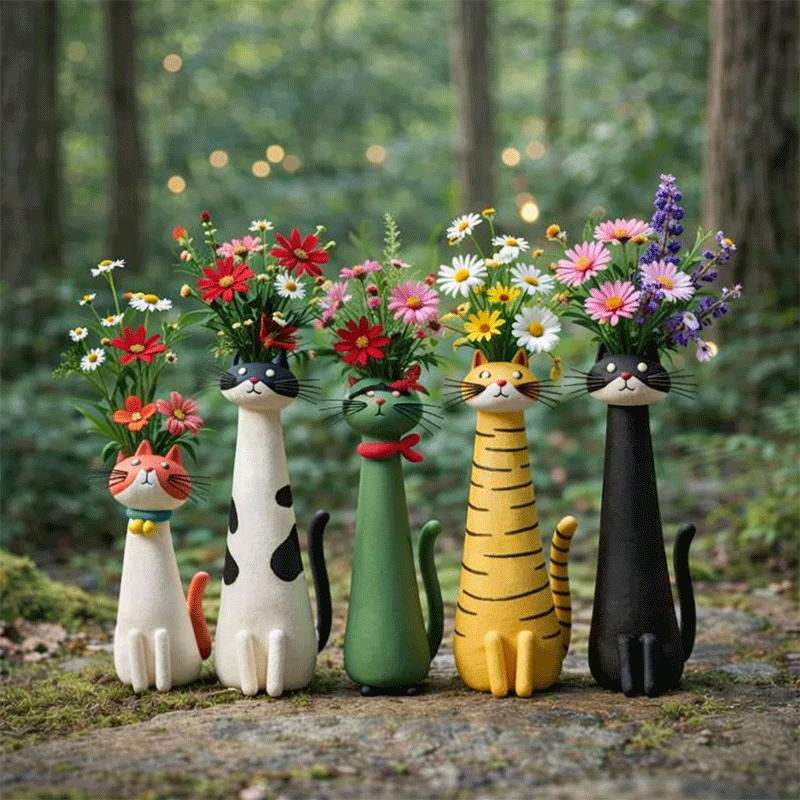 Limited 50%! Quirky Handmade Cat‑Shaped Resin Vase